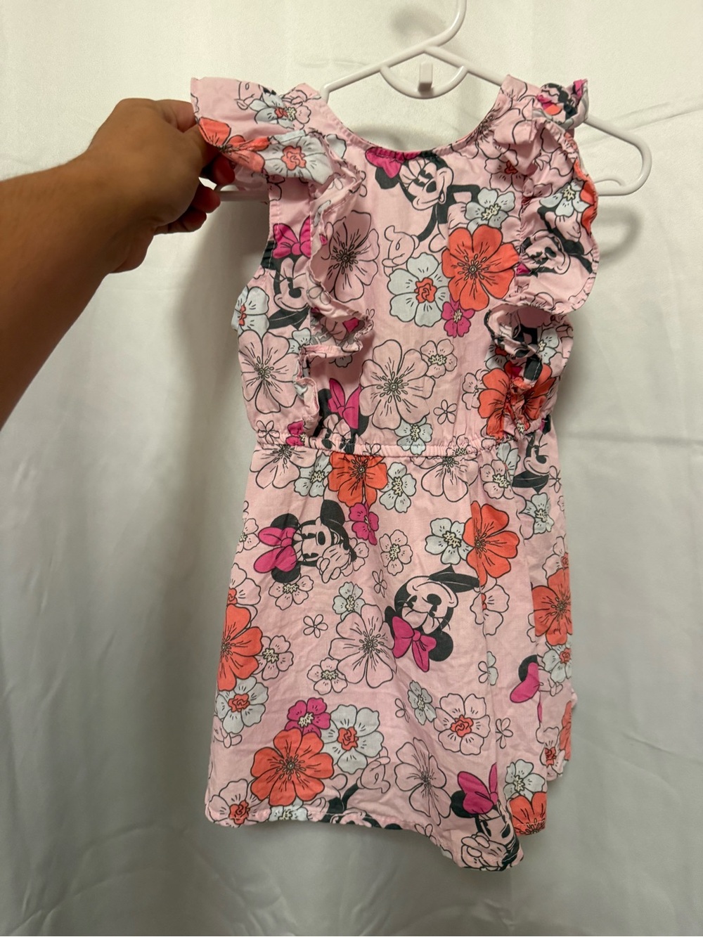 Pink Floral Ruffle Kids Dress Minnie Mouse